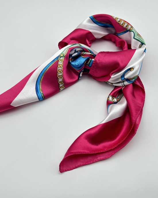 Rose red retro small silk scarf